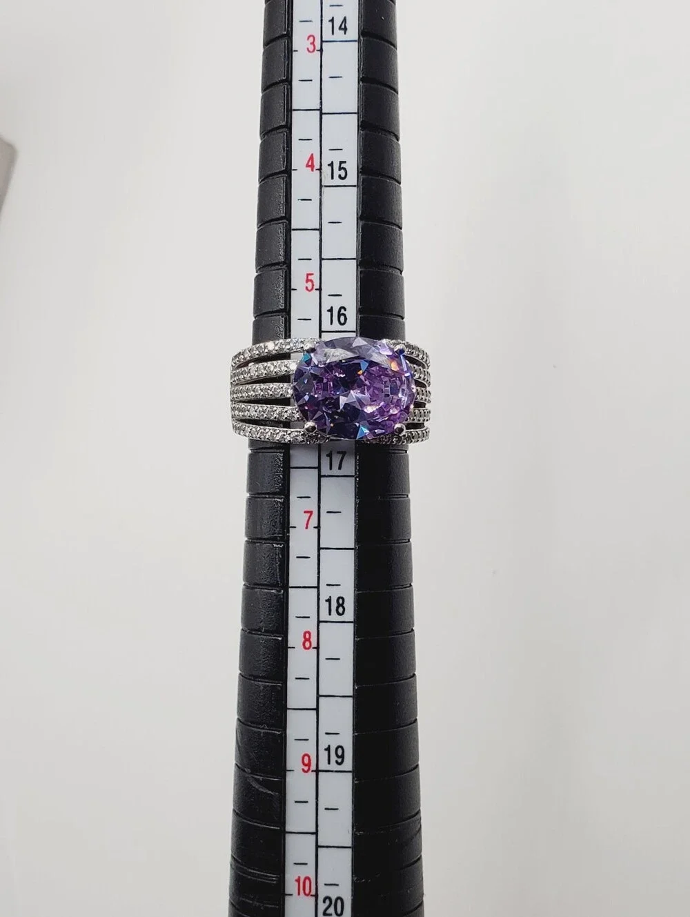 4.50 Carat Horizontally Set Oval Purple Stone - 925 Sterling Silver Ring